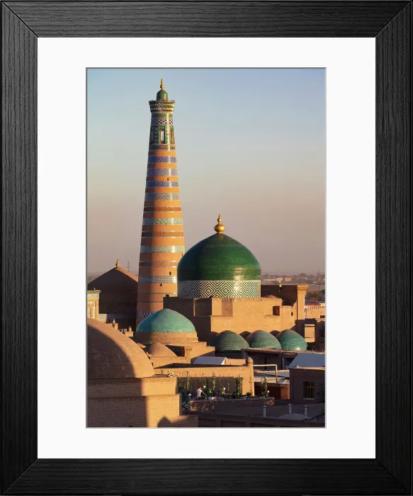 Framed Print : Uzbekistan, Khiva, the Islam Khodja minaret and medressa Framed Print : Uzbekistan, Khiva, the Islam Khodja minaret and medressa