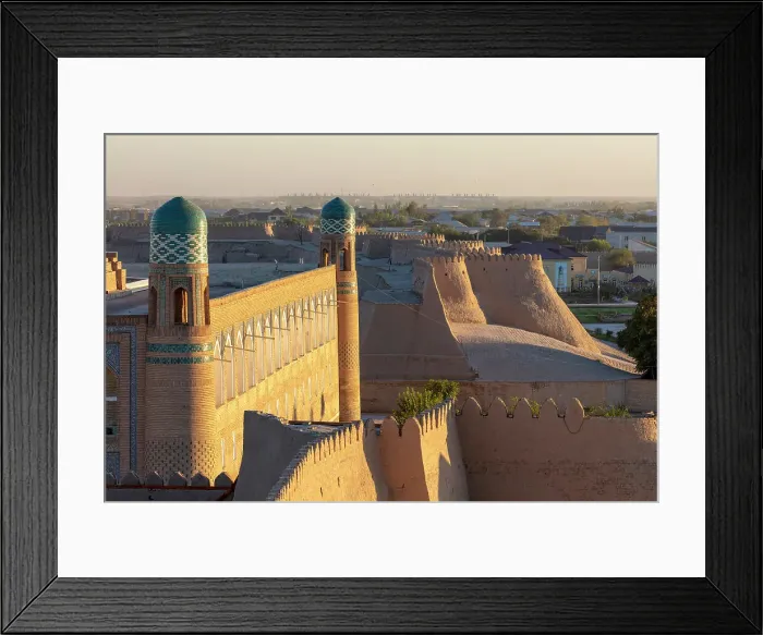 Framed Print : Uzbekistan, Khiva, Mohammed Amin Khan madrasah and old town walls Framed Print : Uzbekistan, Khiva, Mohammed Amin Khan madrasah and old town walls