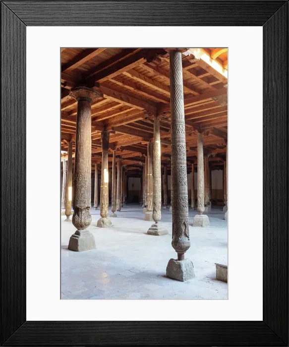 Framed Print : Uzbekistan, Khiva, Juma mosque, Friday mosque, the ceiling supported by 215 wooden pillars Framed Print : Uzbekistan, Khiva, Juma mosque, Friday mosque, the ceiling supported by 215 wooden pillars