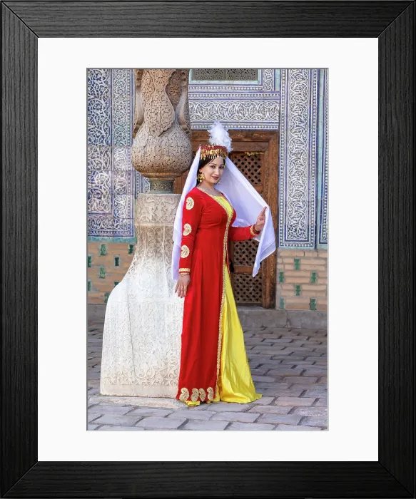 Framed Print : Uzbekistan, Khiva, , Harem of the Tash Kauli complex, an Uzbek performer dressed in traditional costume Framed Print : Uzbekistan, Khiva, , Harem of the Tash Kauli complex, an Uzbek performer dressed in traditional costume