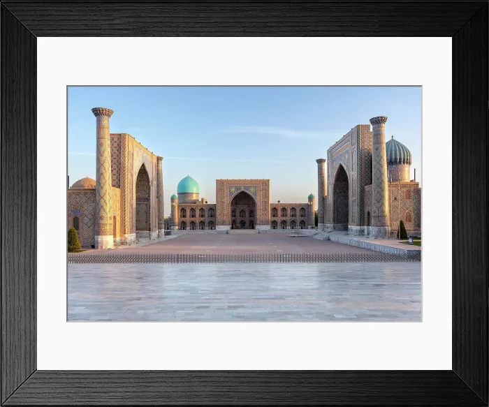 Framed Print : Uzbekistan, Samarkand, Registan square at sunrise Framed Print : Uzbekistan, Samarkand, Registan square at sunrise