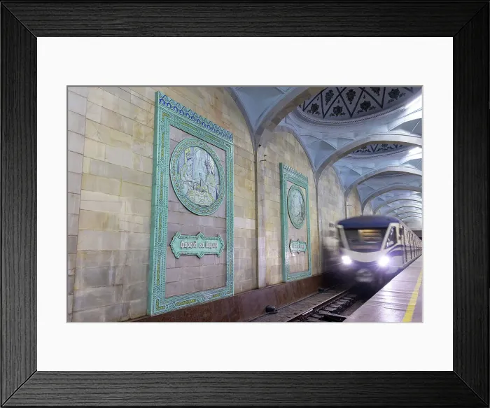 Framed Print : Uzbekistan, Tashkent, Kosmonavtlar (cosmonaults) underground station