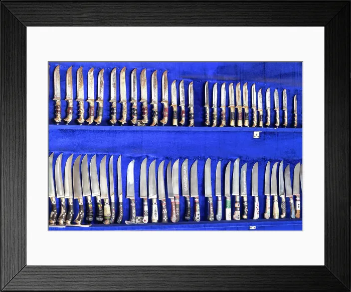 Framed Print : Uzbekistan, Bukhara, a display of traditional knives Framed Print : Uzbekistan, Bukhara, a display of traditional knives