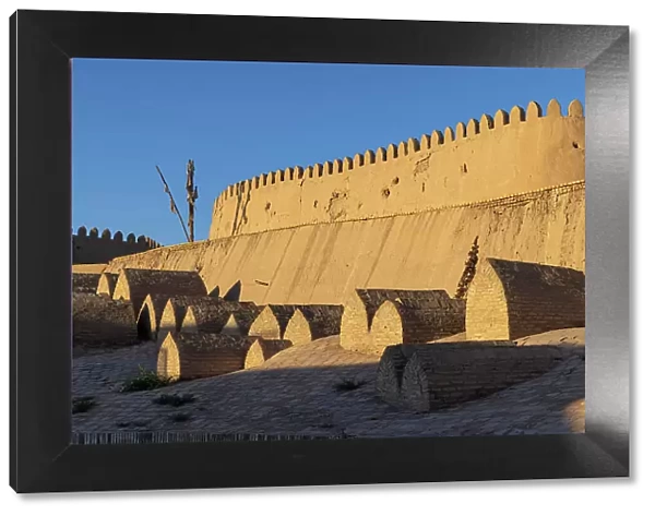 Uzbekistan, Khiva, tombs along the walls surrounding Khiva old town