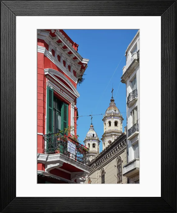 Framed Print : The bell towers of the San Pedro Gonzalez Telmo church seen from Plaza Dorrego, San Telmo, Buenos Aires, Argentina Framed Print : The bell towers of the San Pedro Gonzalez Telmo church seen from Plaza Dorrego, San Telmo, Buenos Aires, Argentina