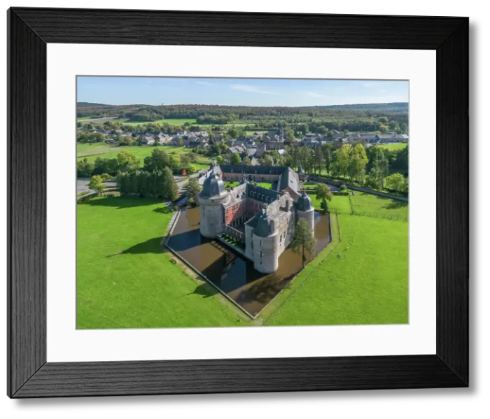 Framed Print : Aerial view at Chateau de Lavaux-Sainte-Anne near Rochefort, Ardennes, Wallonia, Province Namur, Belgium Framed Print : Aerial view at Chateau de Lavaux-Sainte-Anne near Rochefort, Ardennes, Wallonia, Province Namur, Belgium