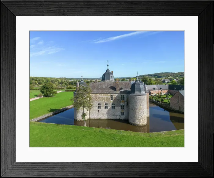 Framed Print : Aerial view at Chateau de Lavaux-Sainte-Anne near Rochefort, Ardennes, Wallonia, Province Namur, Belgium Framed Print : Aerial view at Chateau de Lavaux-Sainte-Anne near Rochefort, Ardennes, Wallonia, Province Namur, Belgium