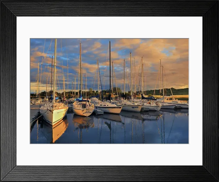 Framed Print : Boats in marina at sunset St. Henri de Taillon Quebec, Canada Framed Print : Boats in marina at sunset St. Henri de Taillon Quebec, Canada