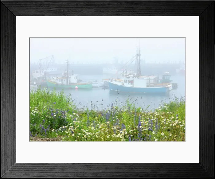 Framed Print : Fishing boats in fog at North Head Grand Manan Island New Brunswick, Canada Framed Print : Fishing boats in fog at North Head Grand Manan Island New Brunswick, Canada