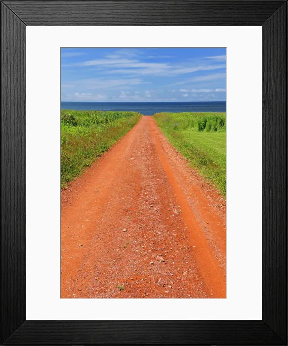 Framed Print : Red soil of gravel road Prince Edward Island, Canada