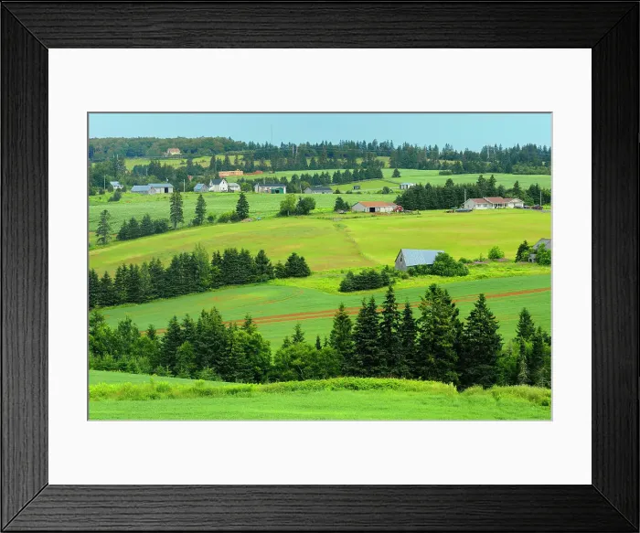 Framed Print : Countryside of farmland and rolling hills North Wiltshire Prince Edward Island, Canada Framed Print : Countryside of farmland and rolling hills North Wiltshire Prince Edward Island, Canada