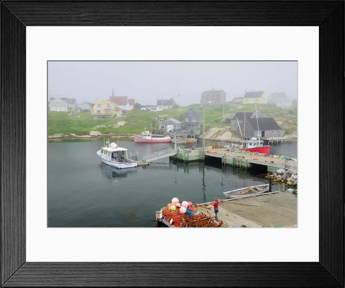 Framed Print : Fishing boats and gear in village Peggy's Cove Nova Scotia, Canada Framed Print : Fishing boats and gear in village Peggy's Cove Nova Scotia, Canada