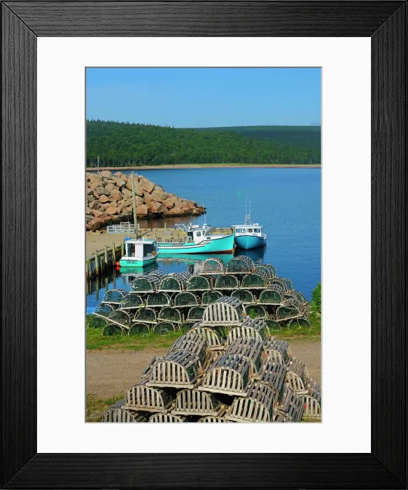 Framed Print : Loster traps and boat Neils Harbour Nova Scotia, Canada Framed Print : Loster traps and boat Neils Harbour Nova Scotia, Canada