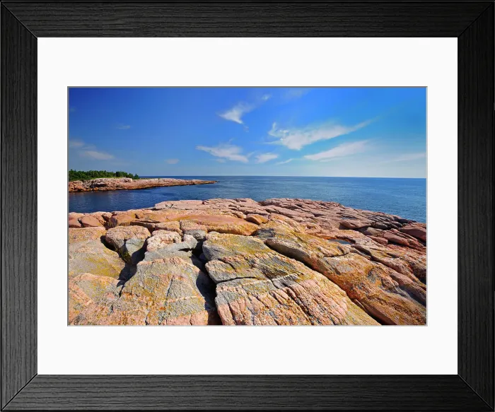 Framed Print : Rocky shoreline along the Atlantic Ocean Cape Breton Highlands National Park Nova Scotia, Canada