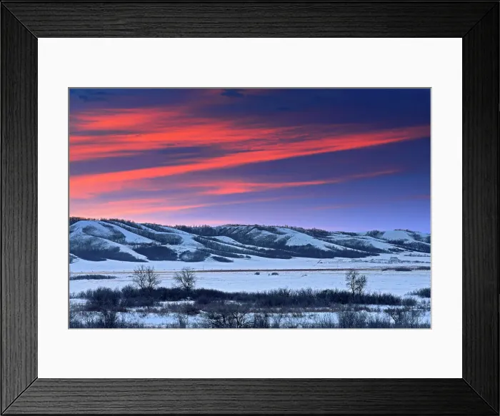 Framed Print : Dawn light on the hills of the Qu Appelle Valley in winter near Craven Saskatchewan, Canada Framed Print : Dawn light on the hills of the Qu Appelle Valley in winter near Craven Saskatchewan, Canada