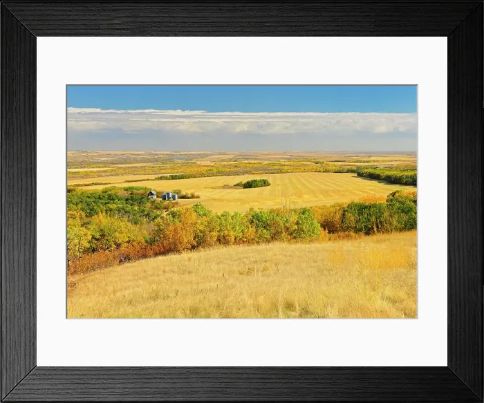 Framed Print : Canadian prairie from a high vantage point Baljennie Saskatchewan, Canada Framed Print : Canadian prairie from a high vantage point Baljennie Saskatchewan, Canada