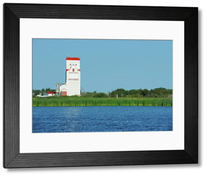 Framed Print : Grain elevator reflected in a wetland Whitewood Saskatchewan, Canada Framed Print : Grain elevator reflected in a wetland Whitewood Saskatchewan, Canada