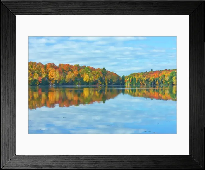 Framed Print : Horseshoe Lake in autumn with cottage, Near Parry Sound, Ontario, Canada Framed Print : Horseshoe Lake in autumn with cottage, Near Parry Sound, Ontario, Canada