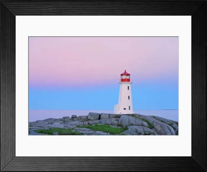 Framed Print : Peggy's Cove Lighthouse at dawn Peggy's Cove Nova Scotia, Canada