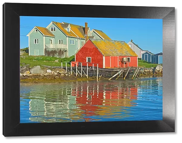 Reflection in fishing village of Peggy's Cove, Peggy's Cove, Nova Scotia, Canada