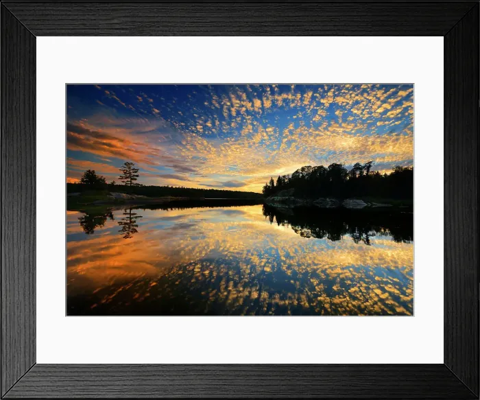 Framed Print : Clouds reflected in Middle Lake at sunset Kenora Ontario, Canada Framed Print : Clouds reflected in Middle Lake at sunset Kenora Ontario, Canada