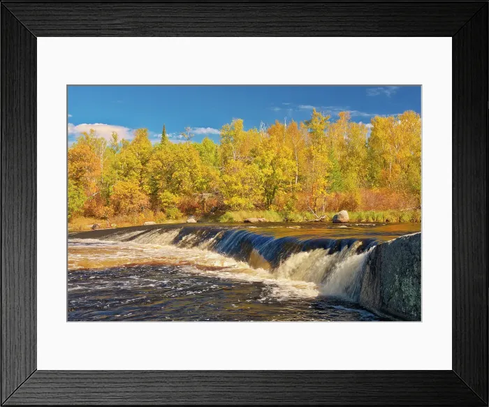 Framed Print : Whiteshell River flows into White Lake at Rainbow Falls in autumn Whiteshell Provincial Park Manitoba, Canada Framed Print : Whiteshell River flows into White Lake at Rainbow Falls in autumn Whiteshell Provincial Park Manitoba, Canada