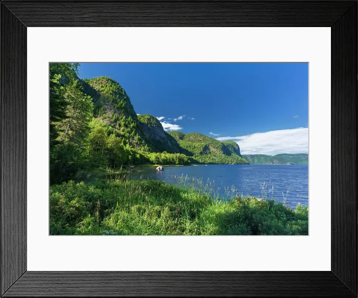 Framed Print : Craggy mountains and cliffs along the Saguenay River. Laurentian Highlands. Parc national du Fjord-du-Saguenay Quebec, Canada Framed Print : Craggy mountains and cliffs along the Saguenay River. Laurentian Highlands. Parc national du Fjord-du-Saguenay Quebec, Canada