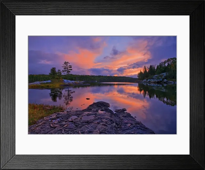 Framed Print : Reflection in Middle Lake at dusk Kenora Ontario, Canada Framed Print : Reflection in Middle Lake at dusk Kenora Ontario, Canada