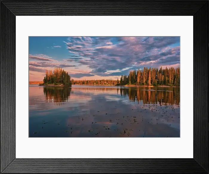 Framed Print : Island on Paint Lake. Sunrise. Paint Lake Provincial Park Manitoba, Canada Framed Print : Island on Paint Lake. Sunrise. Paint Lake Provincial Park Manitoba, Canada