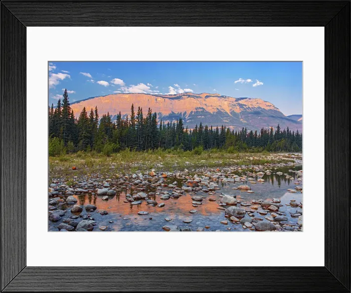 Framed Print : Canadian Rocky Mountains (Chetamon Mountain) reflected in Snaring River at sunrise. Snaring River Road. Jasper National Park Alberta, Canada Framed Print : Canadian Rocky Mountains (Chetamon Mountain) reflected in Snaring River at sunrise. Snaring River Road. Jasper National Park Alberta, Canada