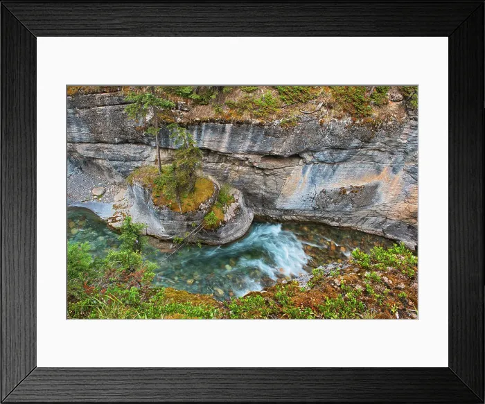 Framed Print : The Maligne River meanders through the Maligne Canyon. Jasper National Park Alberta, Canada Framed Print : The Maligne River meanders through the Maligne Canyon. Jasper National Park Alberta, Canada
