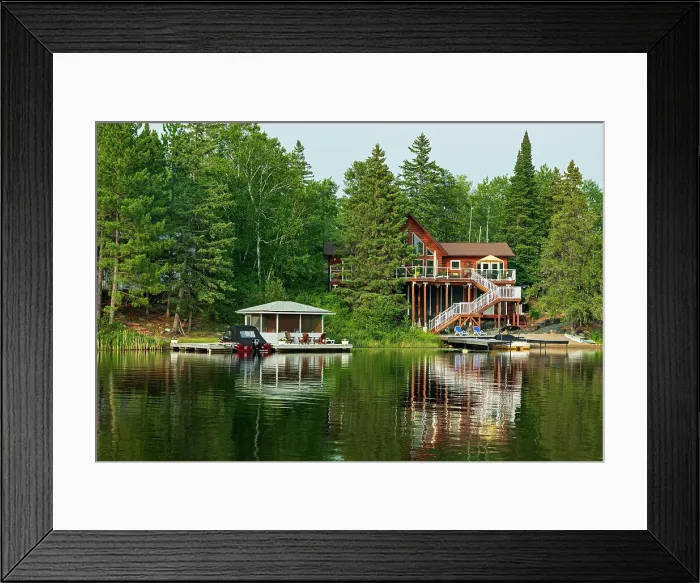 Framed Print : Cottage on Star Lake Whiteshell Provincial Park Manitoba, Canada