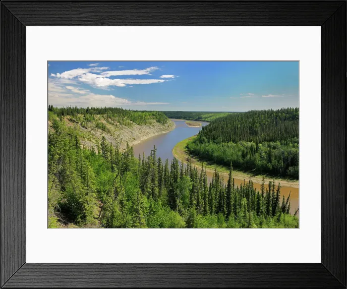 Framed Print : The Hay River and the boreal forest (Mackenzie Highway) Enterprise, Northwest Territories, Canada