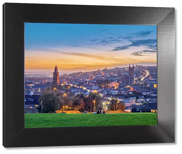 View towards Shandon from Bell's Field at dusk, Patrick's Hill, Cork, County Cork, Ireland