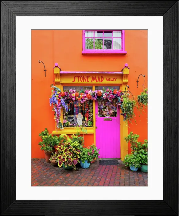 Framed Print : The colourful Stone Mad Gallery, Newman's Mall, Kinsale, County Cork, Ireland