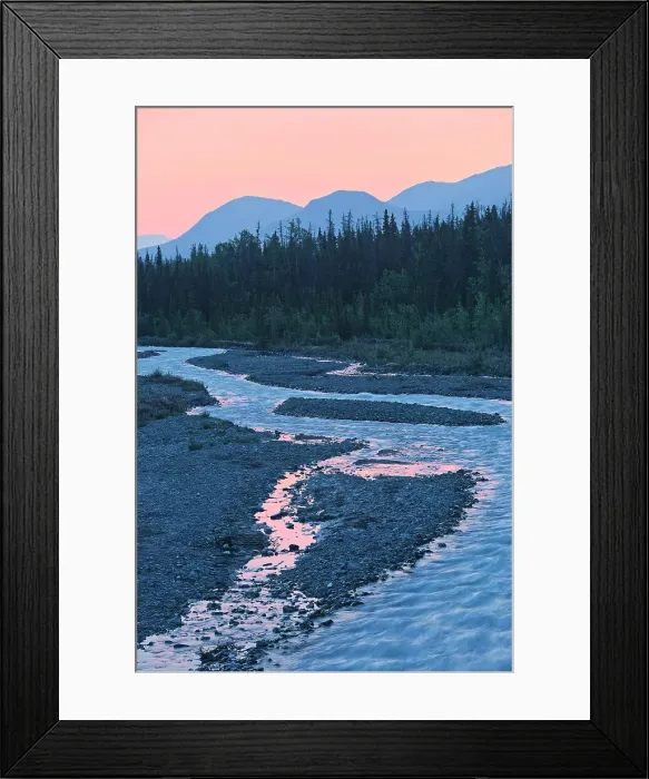 Framed Print : Deasadeash River at dawn and the Kluane Ranges, the easternmost of the St Elias Mountains. Kluane National Park, Yukon, Canada Framed Print : Deasadeash River at dawn and the Kluane Ranges, the easternmost of the St Elias Mountains. Kluane National Park, Yukon, Canada