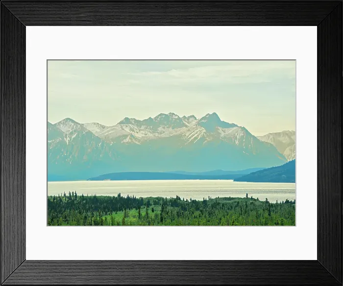 Framed Print : Coast Mountains with glaciers and Bennett Lake Carcross, Yukon, Canada Framed Print : Coast Mountains with glaciers and Bennett Lake Carcross, Yukon, Canada