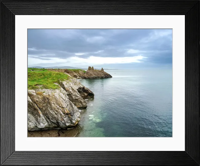 Framed Print : View over the coast towards The Black Castle, Wicklow, County Wicklow, Ireland Framed Print : View over the coast towards The Black Castle, Wicklow, County Wicklow, Ireland