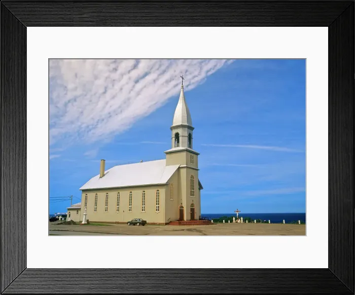 Framed Print : Catholic church on shore of Gulf of St. Lawrence Madeleine-Centre, Quebec, Canada Framed Print : Catholic church on shore of Gulf of St. Lawrence Madeleine-Centre, Quebec, Canada