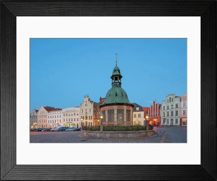 Framed Print : Wasserkunst in Old Town at twilight, Wismar, UNESCO, Nordwestmecklenburg, Mecklenburg-Western Pomerania, Germany Framed Print : Wasserkunst in Old Town at twilight, Wismar, UNESCO, Nordwestmecklenburg, Mecklenburg-Western Pomerania, Germany