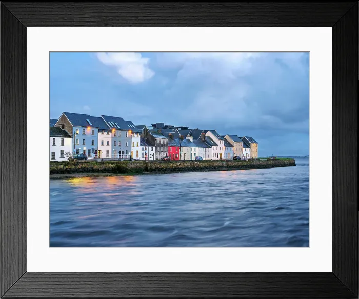 Framed Print : View over the River Corrib towards The Long Walk at dusk, Galway, County Galway, Ireland Framed Print : View over the River Corrib towards The Long Walk at dusk, Galway, County Galway, Ireland