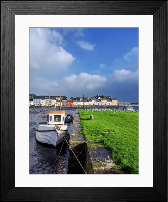 Framed Print : Boats at the Nimmo's Pier and The Long Walk in the background, Claddagh Quay, Galway, County Galway, Ireland Framed Print : Boats at the Nimmo's Pier and The Long Walk in the background, Claddagh Quay, Galway, County Galway, Ireland