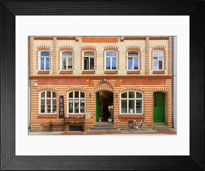 Framed Print : Facade of building in old town, Wismar, UNESCO, Nordwestmecklenburg, Mecklenburg-Western Pomerania, Germany