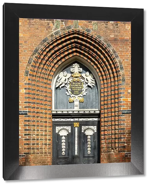 Door of church of St. Nicholas, Wismar, UNESCO, Nordwestmecklenburg, Mecklenburg-Western Pomerania, Germany