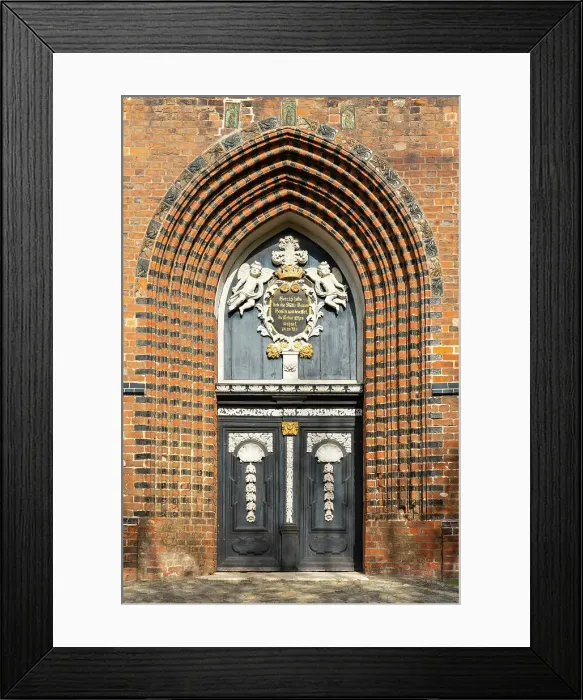 Framed Print : Door of church of St. Nicholas, Wismar, UNESCO, Nordwestmecklenburg, Mecklenburg-Western Pomerania, Germany Framed Print : Door of church of St. Nicholas, Wismar, UNESCO, Nordwestmecklenburg, Mecklenburg-Western Pomerania, Germany