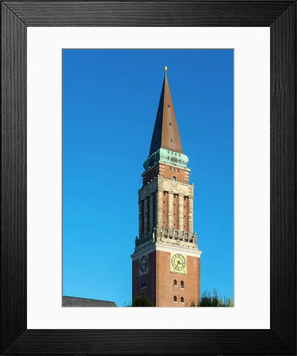 Framed Print : Detail of Kiel Town Hall Tower against clear sky, Kiel, Schleswig-Holstein, Germany Framed Print : Detail of Kiel Town Hall Tower against clear sky, Kiel, Schleswig-Holstein, Germany