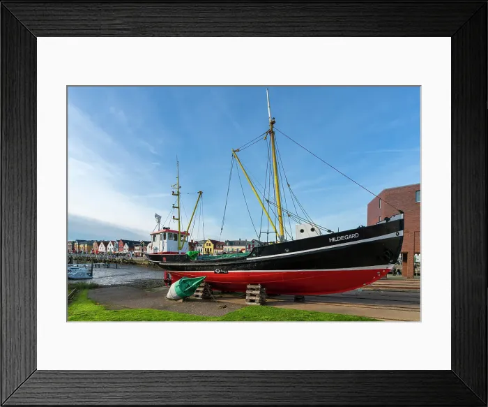 Framed Print : Shipwreck Tonnenleger Hildegard at Binnenhafen, Husum, Nordfriesland, Schleswig-Holstein, Germany Framed Print : Shipwreck Tonnenleger Hildegard at Binnenhafen, Husum, Nordfriesland, Schleswig-Holstein, Germany