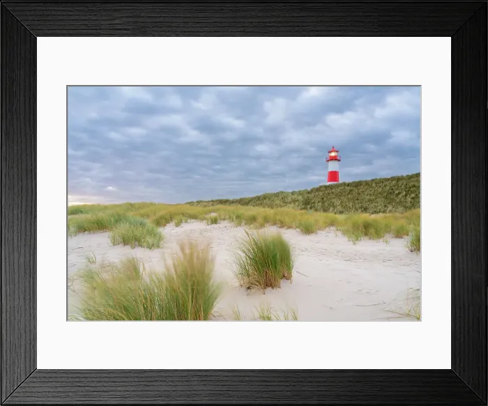 Framed Print : List-Ost lighthouse among grass covered sand dunes, Ellenbogen, Sylt, Nordfriesland, Schleswig-Holstein, Germany Framed Print : List-Ost lighthouse among grass covered sand dunes, Ellenbogen, Sylt, Nordfriesland, Schleswig-Holstein, Germany