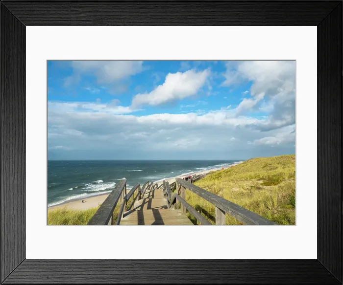 Framed Print : Wooden boardwalk by beach, Wenningstedt, Sylt, Nordfriesland, Schleswig-Holstein, Germany Framed Print : Wooden boardwalk by beach, Wenningstedt, Sylt, Nordfriesland, Schleswig-Holstein, Germany