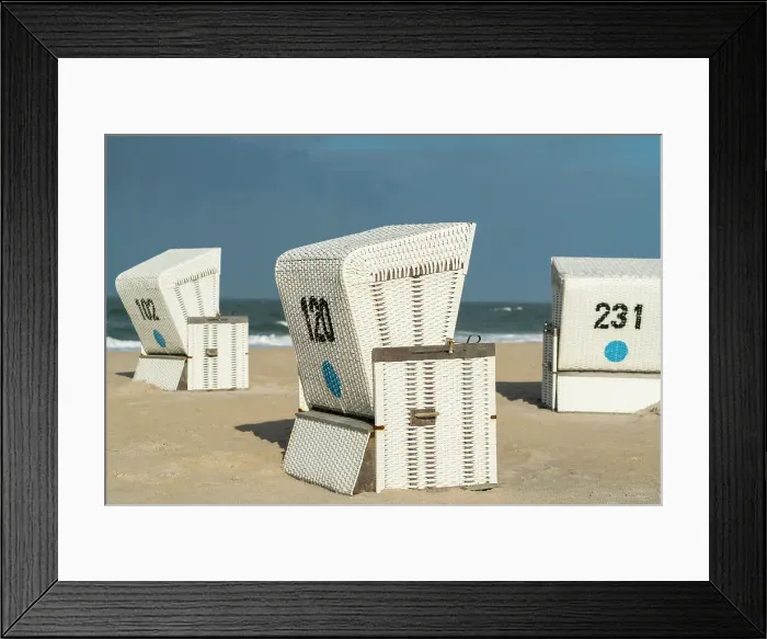 Framed Print : Beach chairs at beach, Kampen, Sylt, Nordfriesland, Schleswig-Holstein, Germany Framed Print : Beach chairs at beach, Kampen, Sylt, Nordfriesland, Schleswig-Holstein, Germany